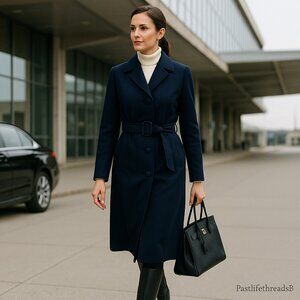 🧥Vintage 1970s Roger Saunders Navy All-Weather Coat – Union Made in USA